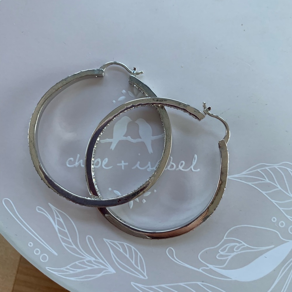 LAST ONE Chloe + Isabel Crystal Pavé Hoop Earrings - Picture 2 of 8